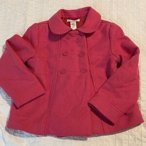 Janie and Jack Kids Pink Double-Breasted Wool Coat Jacket size 4-5 Dressy